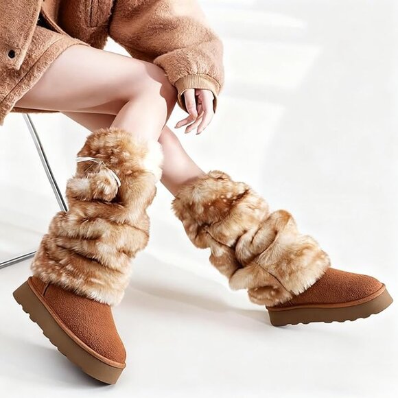 Women's Faux Fur Fuzzy Leg Warmers - Picture 1 of 5